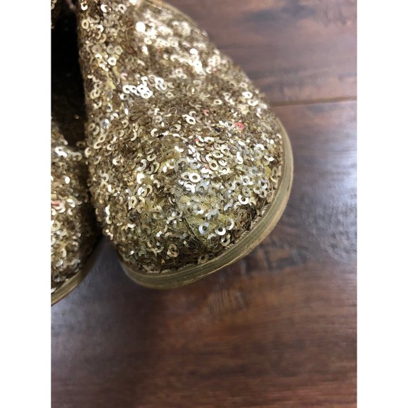 Joyfolie Girls Size 11 Arya Gold Sequin Booties, Play for wear on toes and heels - Picture 3 of 7